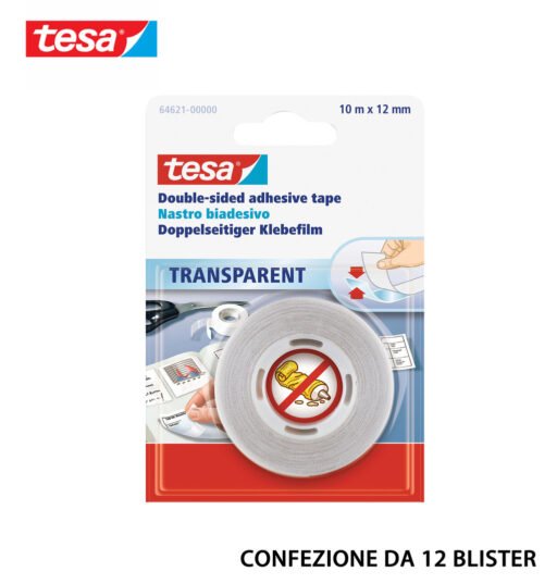 Tesa Nastro Biadesivo 10Mx12Mm Trasparente 12Pz