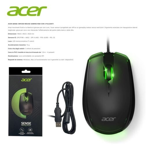 ACER MOUSE GAMING USB SENSE-GM1300