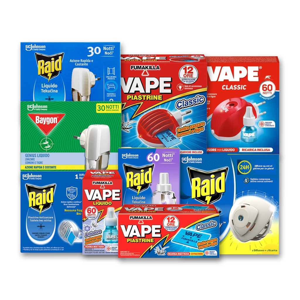 Dispositivi elettrici antizanzare all’ingrosso - Vinco, Vape, Raid | Supergros.it