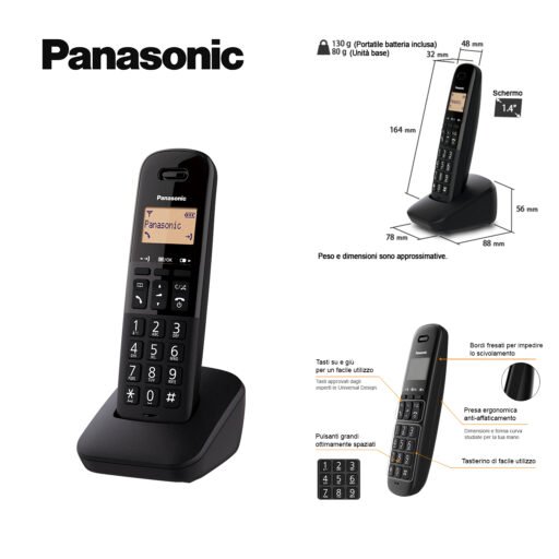 Panasonic Kx-Tgb610Jtb Telefono Cordless Dect Tgb 610 Nero