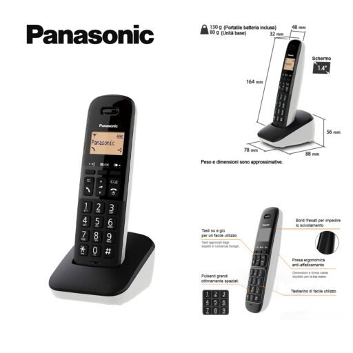 Panasonic Kx-Tgb610Jtw Telefono Cordless Digitale Bianco Nero