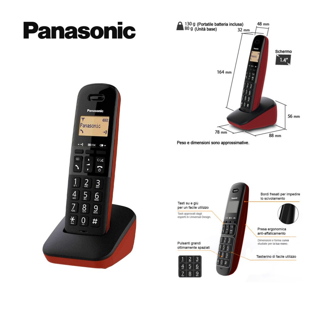 Panasonic KX-TGD310JTS Telefono Cordless Digitale Singolo, LCD Panasonic KX-TGD310JTS Telefono Cordless Digitale Singolo, LCD