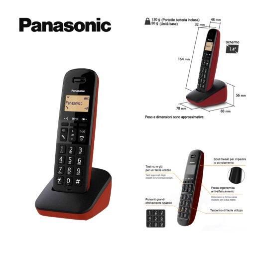 Panasonic Kx-Tgb610Jtr Telefono Cordless Digitale Nero Rosso