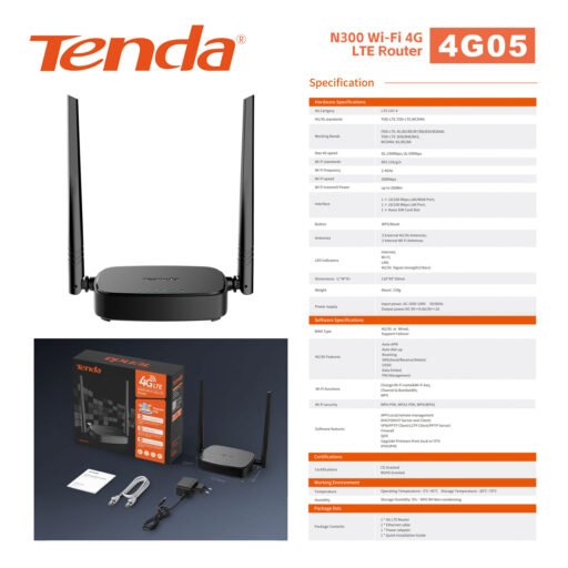 Router 4G Lte Wi-Fi N300 Tenda Art.4G05 Pz1
