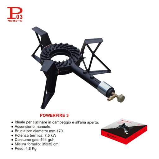Fornellone 3 Piedi Bruciatore 170Mm 7,5Kw Art.Powerfire 3 Pz1