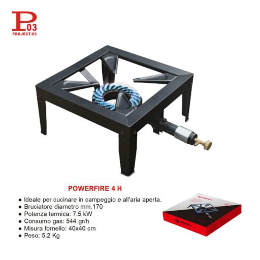 Fornellone 40X40Cm 4 Piedi Bruciatore 170Mm 7,5Kw Art.Powerfire 4 Pz1