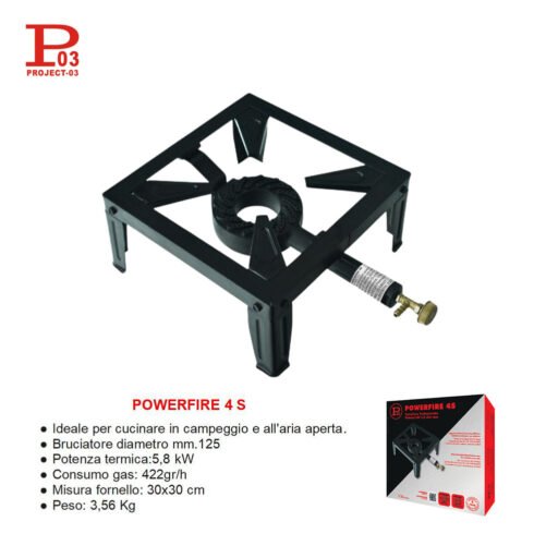 Fornellone 30X30Cm 4 Piedi Bruciatore 125Mm 5,8Kw Art.Powerfire 4S Pz1