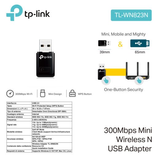 Usb Nano 300Mb Wire Tp-Link Art.Tl-Wn823N 1Pz