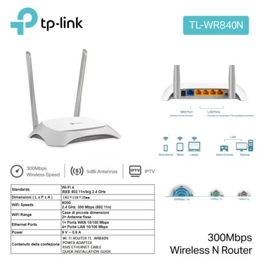 ART.TL-WR840N ROUTER 300MBPS 4P 10/100 1PWAN 2 AN 1PZ