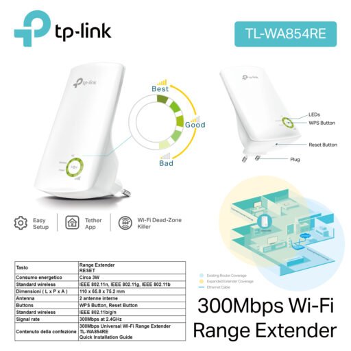 Range Extender Wifi 300Mb Tp-Link Art.Tl-Wa854Re 1Pz