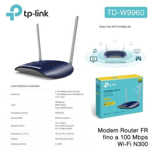 MODEM ROUTER 300MB WIFI TP-LINK W9960