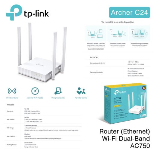 Router 750Mb Dual Band Wifi Tp-Link Art.Archer C24 1Pz