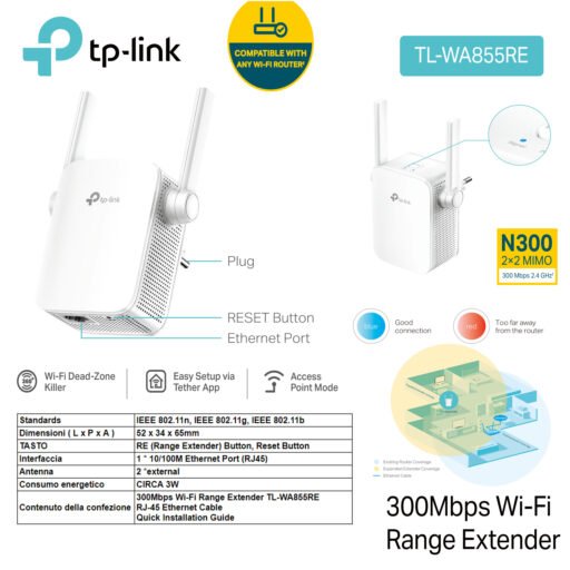 Range Extender Wifi 300Mb Tp-Link Art.Tl-Wa855Re 1Pz