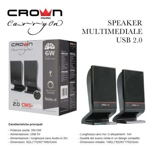 Speaker Multimediale Usb 2.0 Crown Micro Art.Cms-601 Bl1