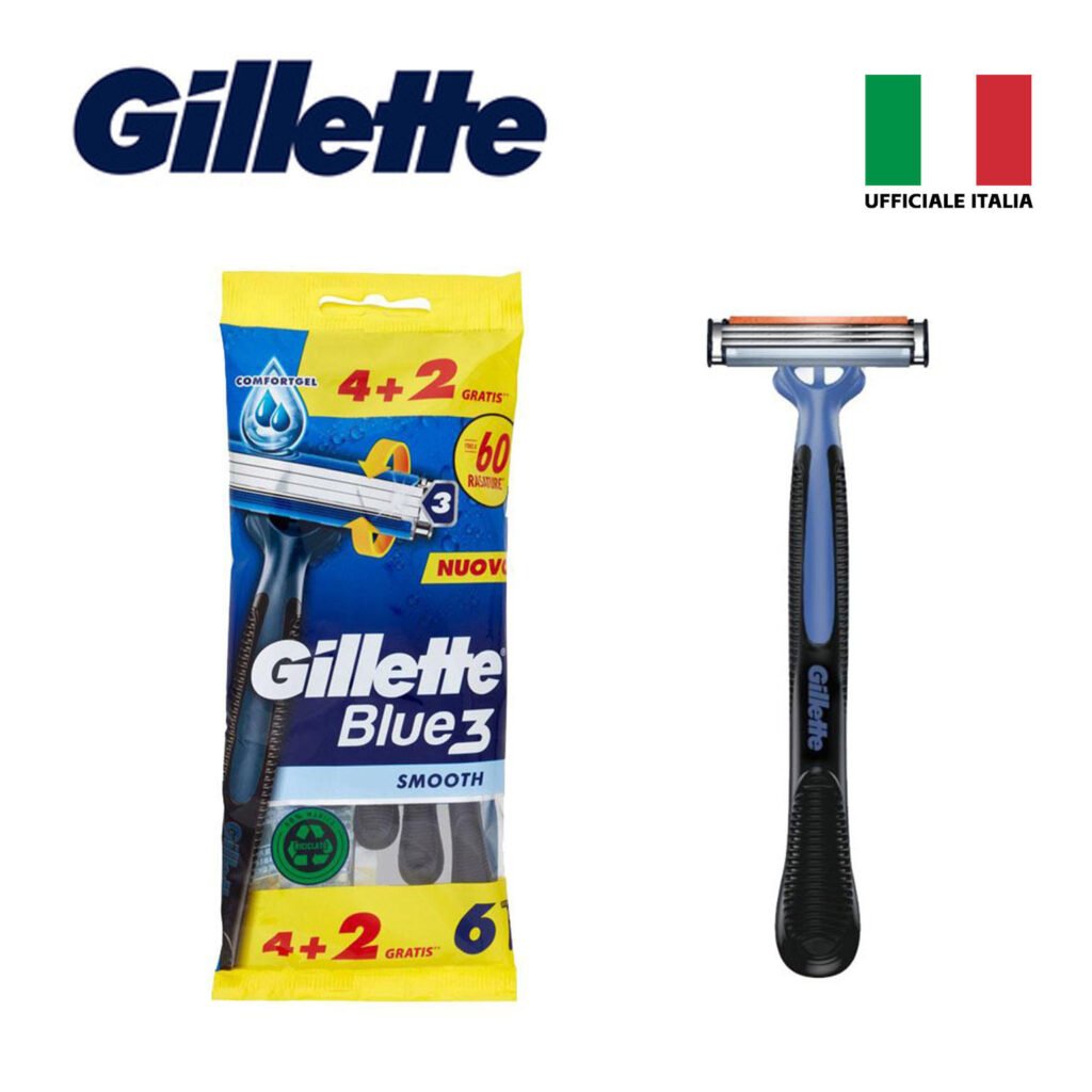 BLUE3 STANDARD RASOIO X6 BUSTA GILLETTE BL1