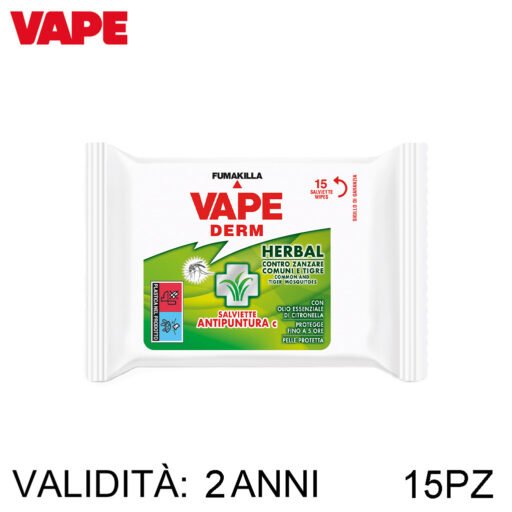 Vape Derm Herbal Salviette Antipuntura 15Pz Art.Ga1902700