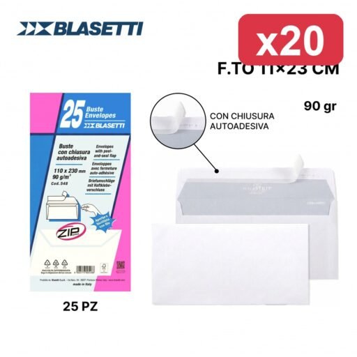 BLASETTI 25 BUSTE STRIP S/FINESTRA 11X23