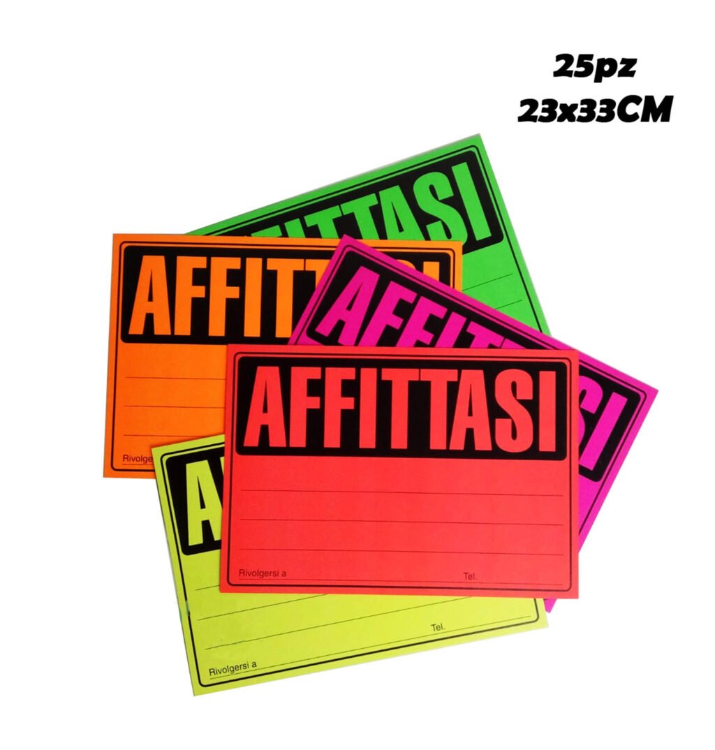Cartelli Affittasi Fluo 25Pz 23X33 Art.10966 Bl1