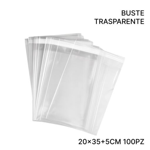 BUSTE SACCO 20X35 TRASP.BIADESIVO 100PZ