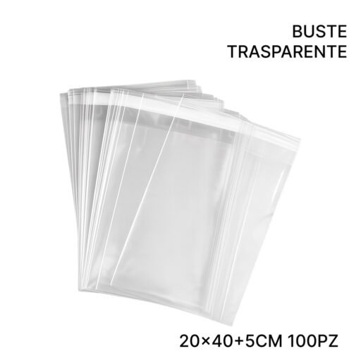 BUSTE SACCO 25X40 TRASP.BIADESIVO 100PZ
