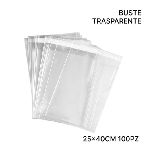 BUSTE SACCO 10X20 TRASP.BIADESIVO 100PZ