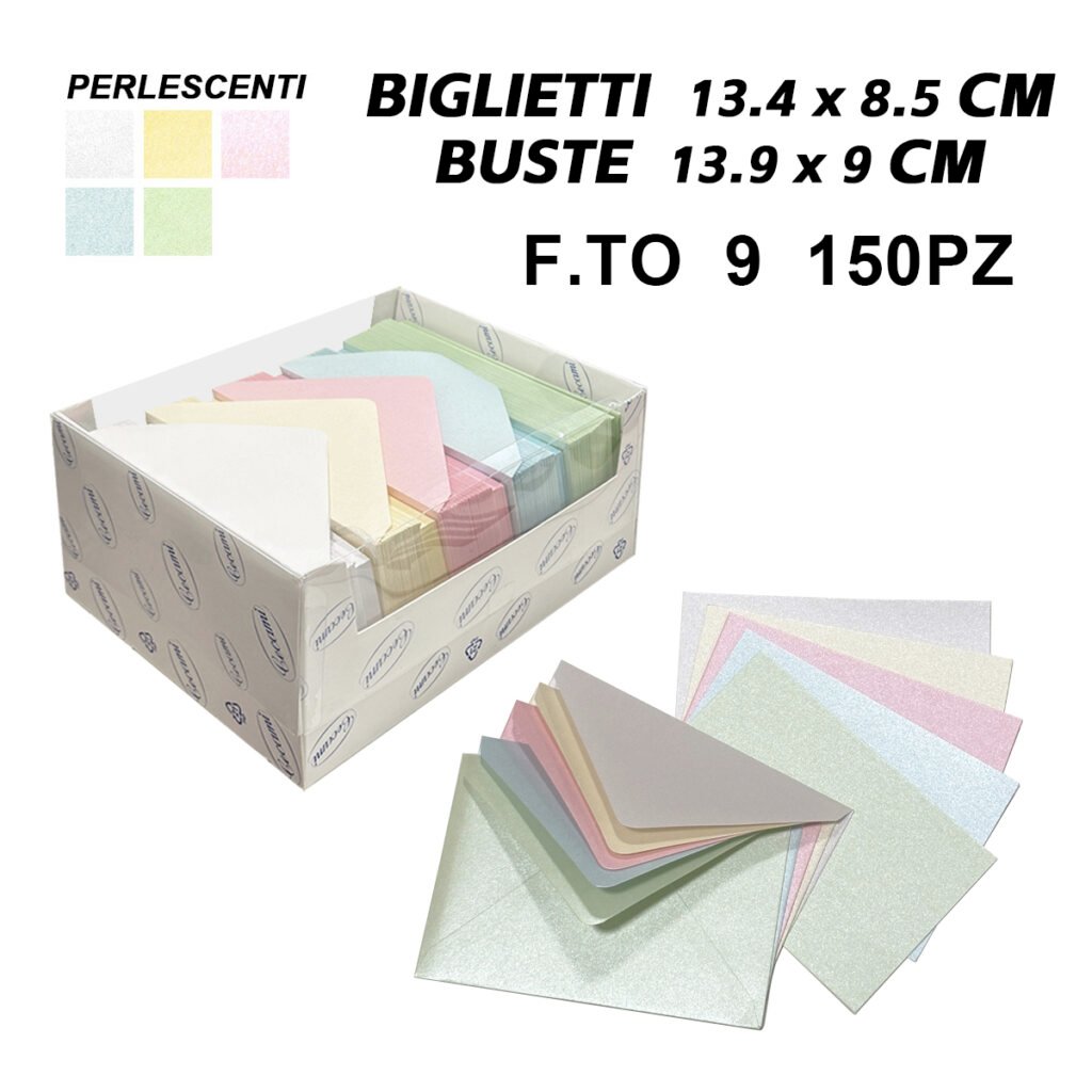 Biglietti E Busta Ft.9 150 150 Pastello Perlescenti Lf40032F9 Pz1