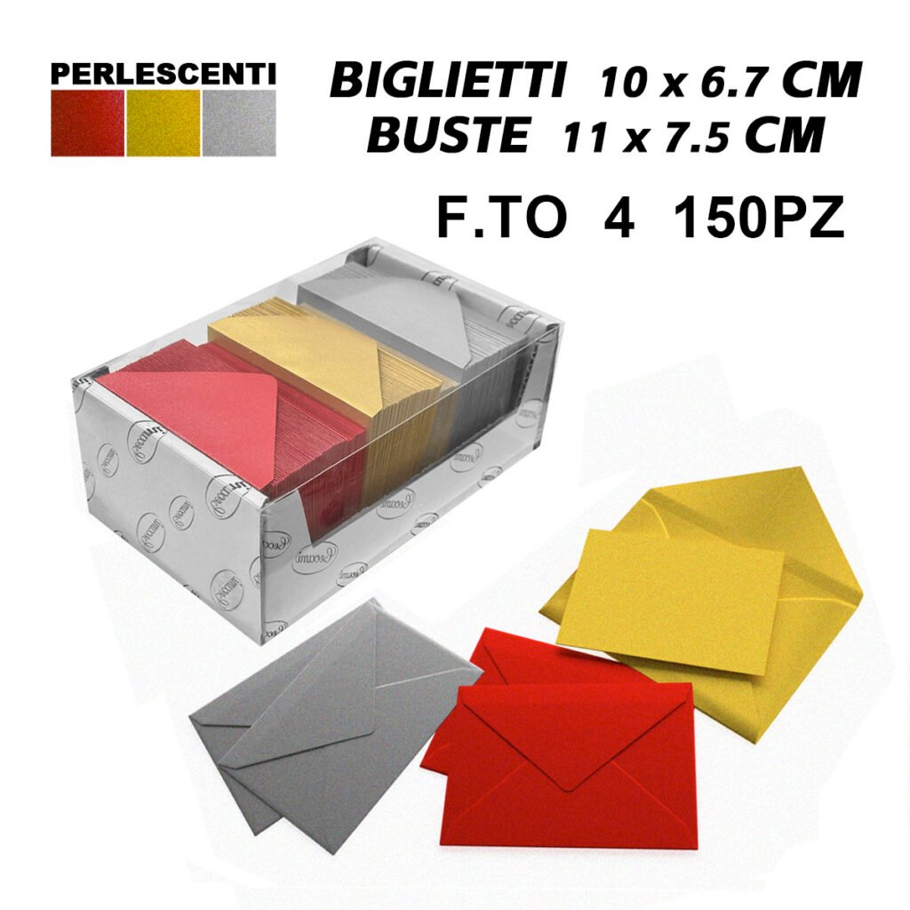 Biglietti E Buste F.To 4 150 150 3 Colori Perlescenti Art.Lf40054F4
