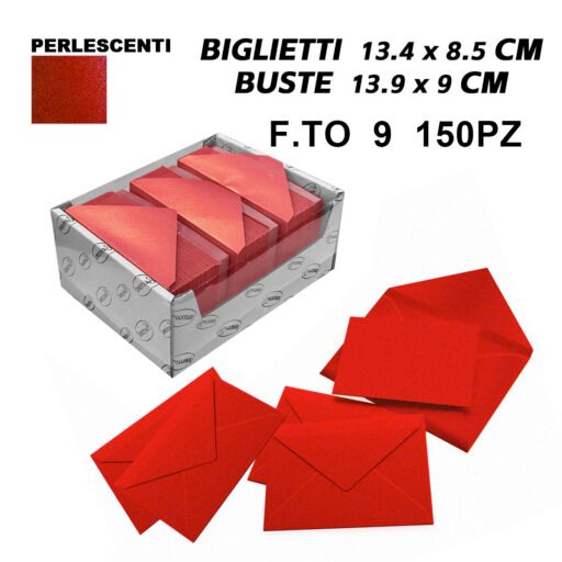 Biglietti E Buste F.To 9 150 150 Rosso Perlescente Art.Lf40055F9