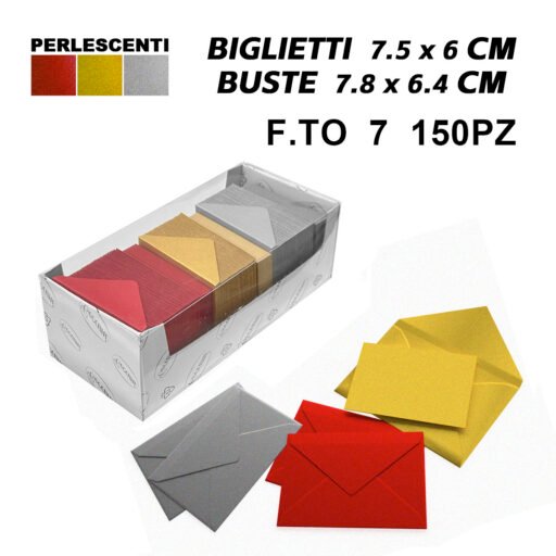Biglietti E Buste F.To 7 150 150 3 Colori Perlescenti Art.Lf40054F7