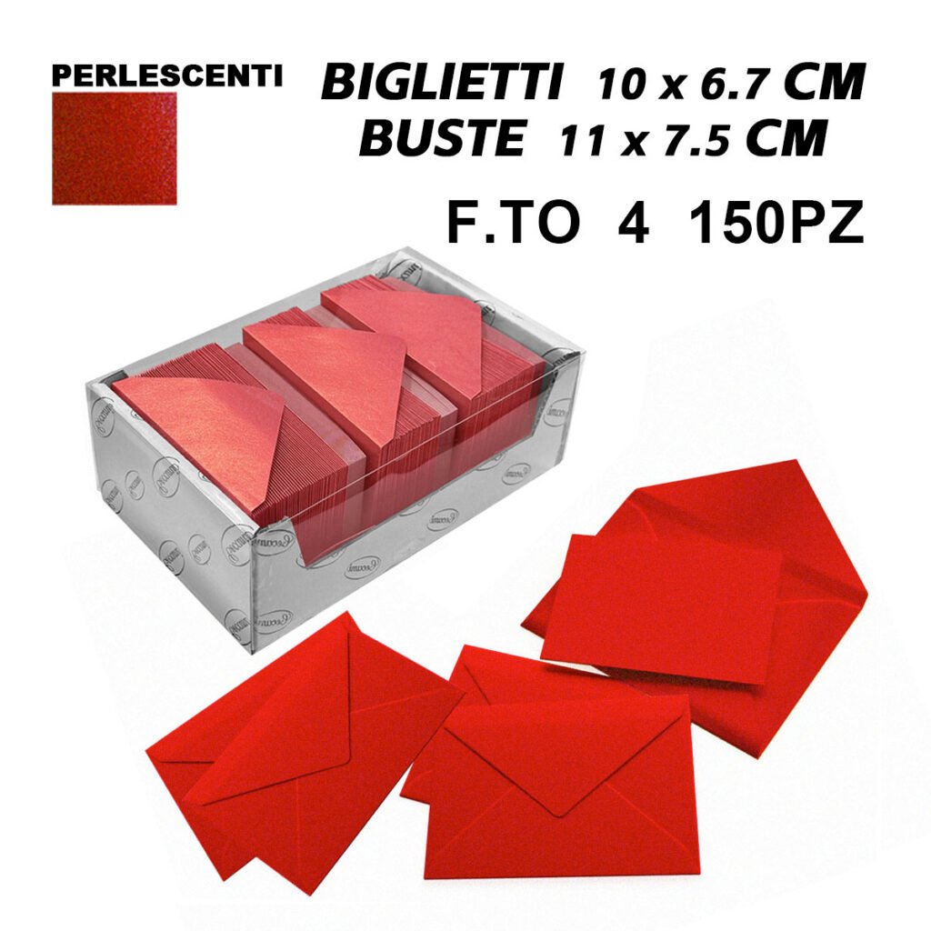 Biglietti E Buste F.To 4 150 150 Rosso Perlescente Art.Lf40055F4