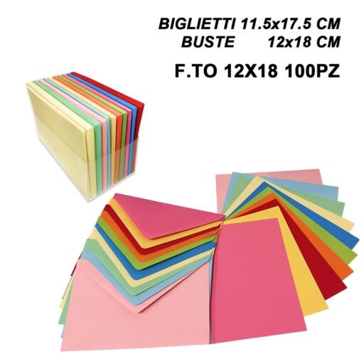 BIGL. BUSTE F.TO 12X18 100/100 10 COLORI