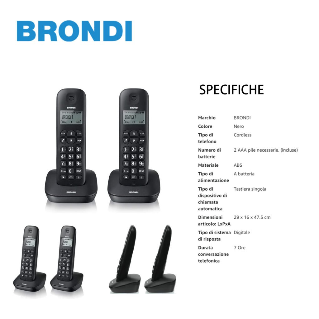 Brondi Gala Twin Nero Cordless Telefono