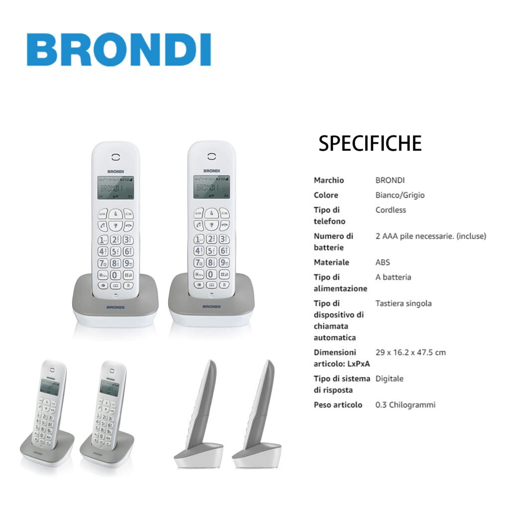 Brondi Gala Twin Bianco Grigio Cordless Telefono