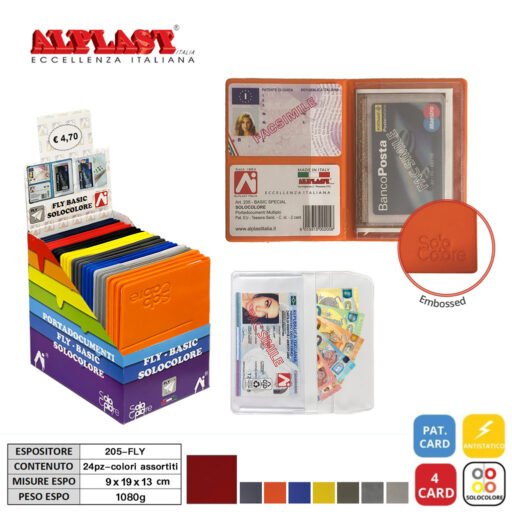 Porta Card Banconote 24Pz Color.Ass.Alplast Art.205-Fly Pz1