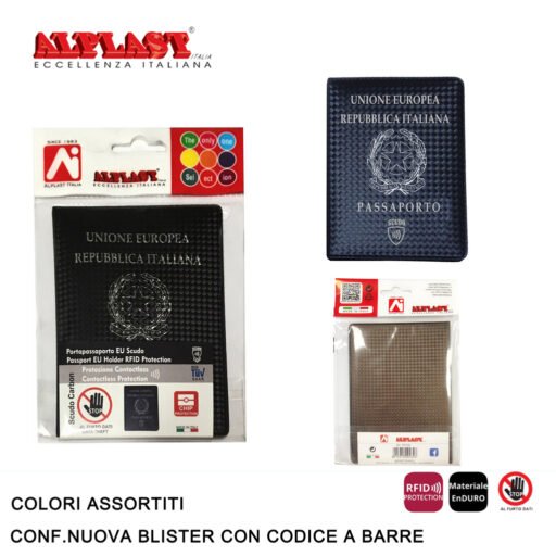 Art.110122 Alplast Portapassaporto Scudo Carbon Conf.24Pz