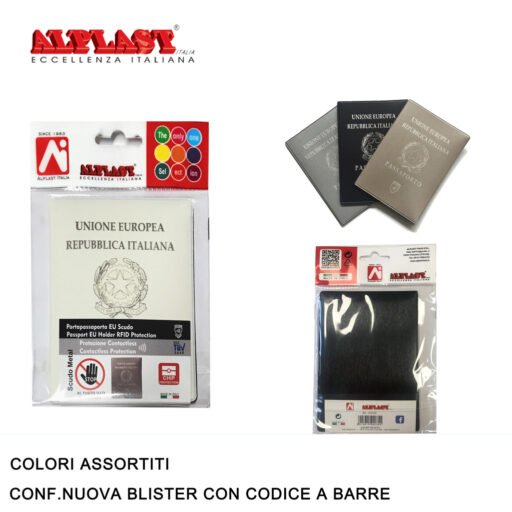 Art.110123 Alplast Portapassaporto Scudo Metal Conf.24Pz