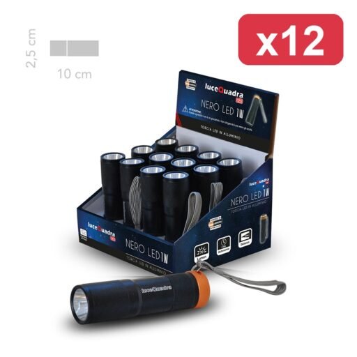 TORCIA NERO LED 1W ALLUMINIO PZ1