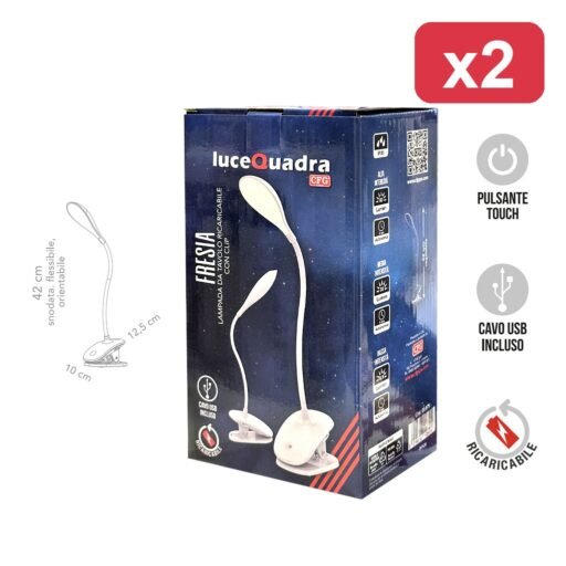 LAMPADA TAVOLO RICARICABILE CON CLIP PZ1