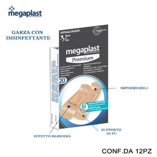 Art.112448 Megaplast Premium Ml 20 Cerotti Premium 7X2Cm Impermeabili Conf.20 12Pz