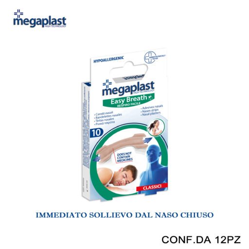 Art.112462 Megaplast Easy Breath Ml 10 Cerotti Nasali Conf.10 12Pz
