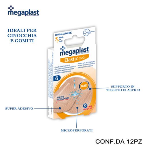 Art.112837 Megaplast Elastic Ml 6 Cerotti Gomito Ginocchio Conf.6 12Pz