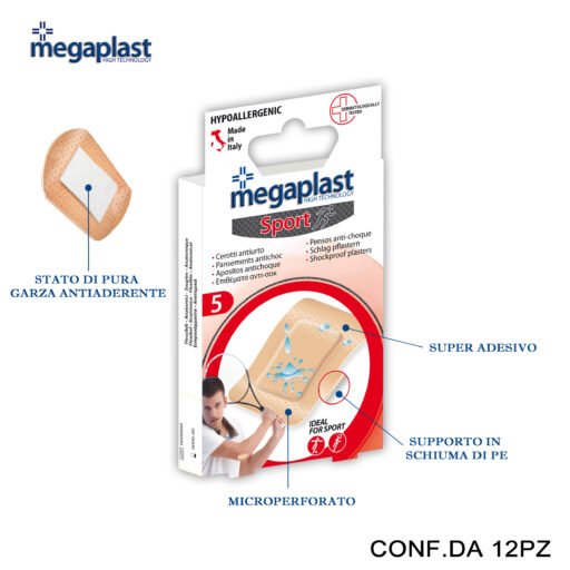 Art.112950 Megaplast Sport Ml 5 Cerotti Foam 5X7.5Cm Conf.5 12Pz
