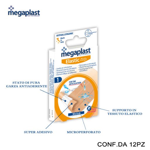 Art.114923 Megaplast Elastic Ml 1 Striscia 50X6Cm Tess.Elast Conf.1 12Pz