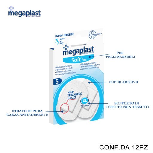 Art.118594 Megaplast Soft Cerotti 7.5X5Cm Tnt Bianco Conf.5 12Pz
