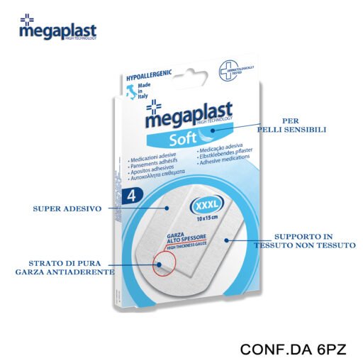 Art.119195 Megaplast Soft 4 Cerotti Tnt Bianco 10X15Cm Xxl Conf.4 6Pz