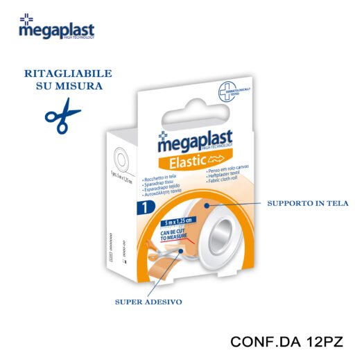 Art.120290 Megaplast Elastic Rocchetto In Tela 5Mx1.25Cm Conf.1 12Pz