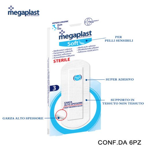 Art.120399 Megaplast Soft 3 Cerotti 10X25 Tnt Bianco Sterile Conf.3 6Pz