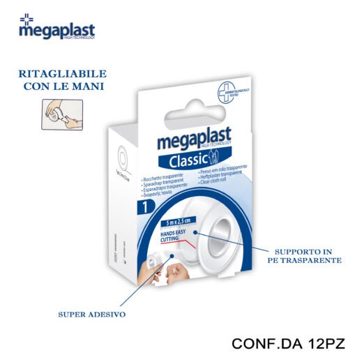Art.163846 Megaplast Classic 5Mx2.5Cm Rocchetto Trasparente Conf.1 12Pz