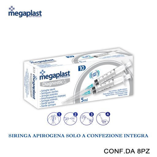 Art.163945 Megaplast Diagnostic Siringhe Sterili 5Ml Conf.10 8Pz