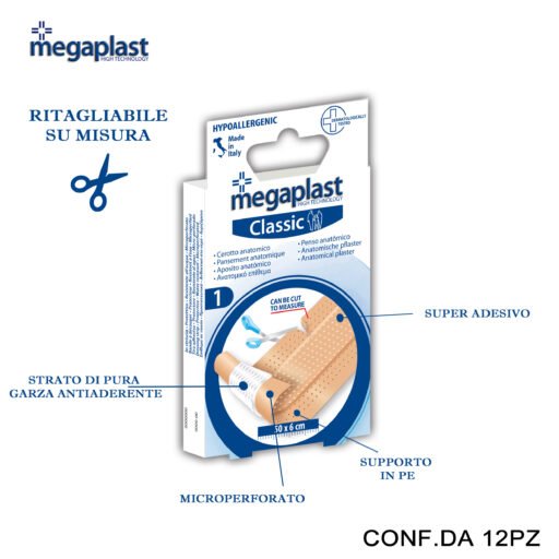Art.182106 Megaplast Classic Ml 1 Striscia 50X6Cm Pe Conf.1 12Pz